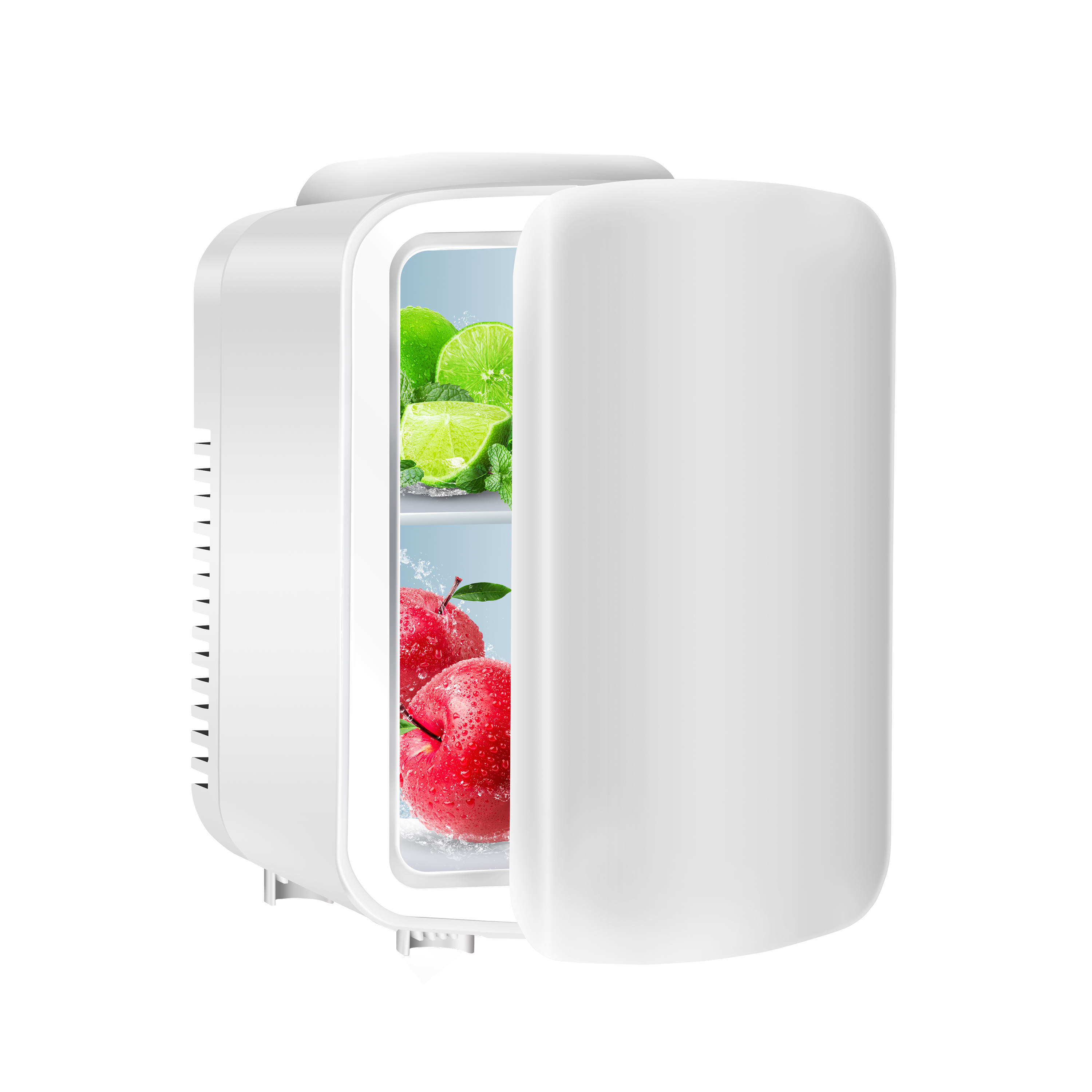 Yoneston 4L Deluxe Mini Fridge, 6 Can Portable Cooler \u0026 Warmer Freon-Free Small Refrigerator Provide Compact Storage for Skincare Beverage Food Cosmetics, White